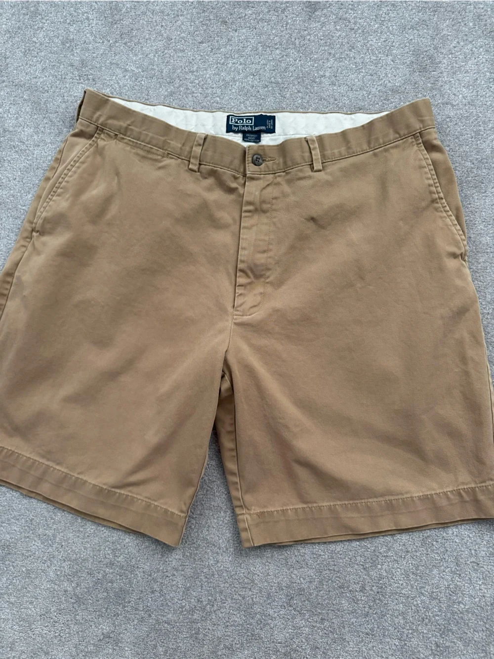 Ralph Lauren Tan Cotton Chino Flat-Front Shorts